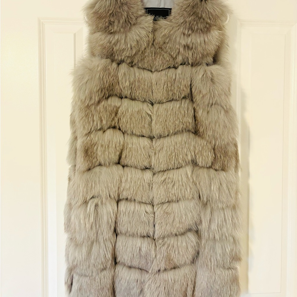 Real Mink Genuine Fur Vest for Women Grey Size S